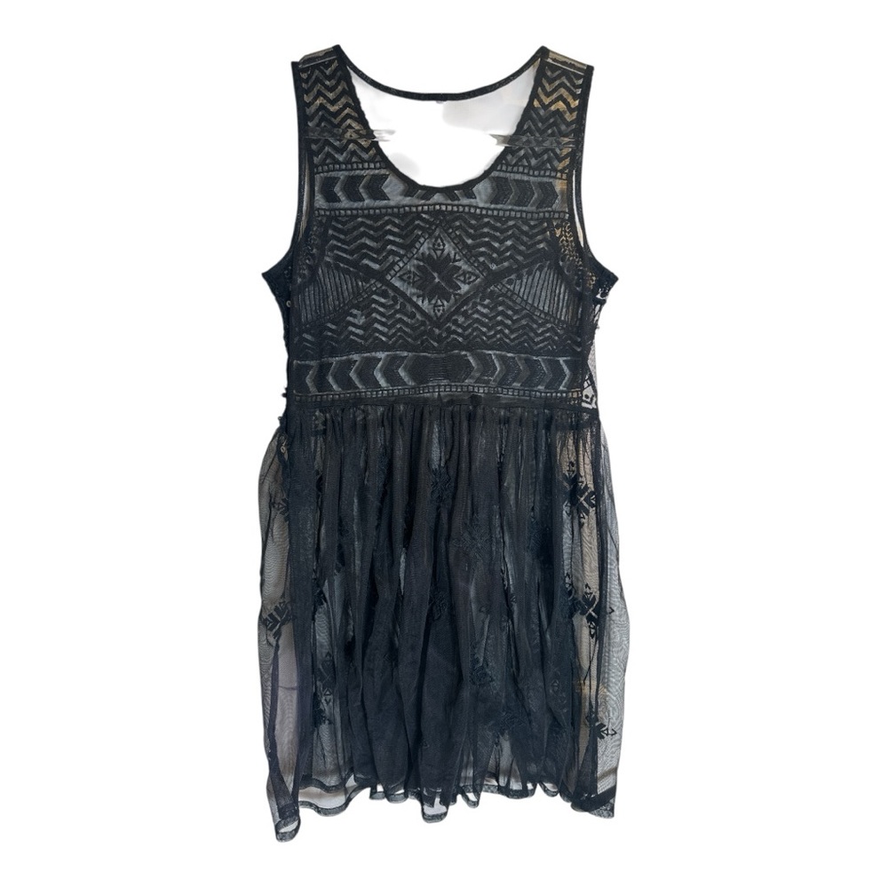Free People Black Sleeveless Scoop Neck Sheer Mini Sundress - Picture 4 of 7